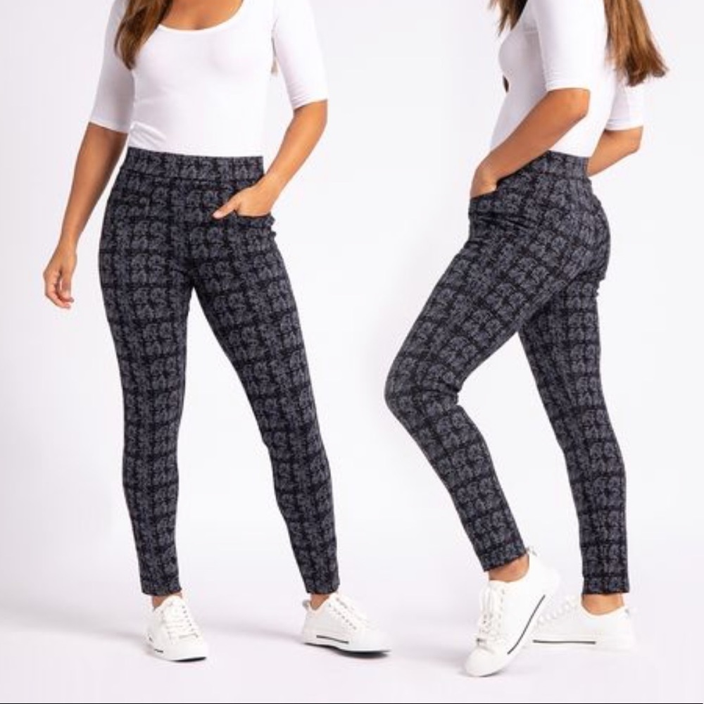 Betabrand Journey Skinny Pants Shibori Pattern Ankle Length Gray Small
